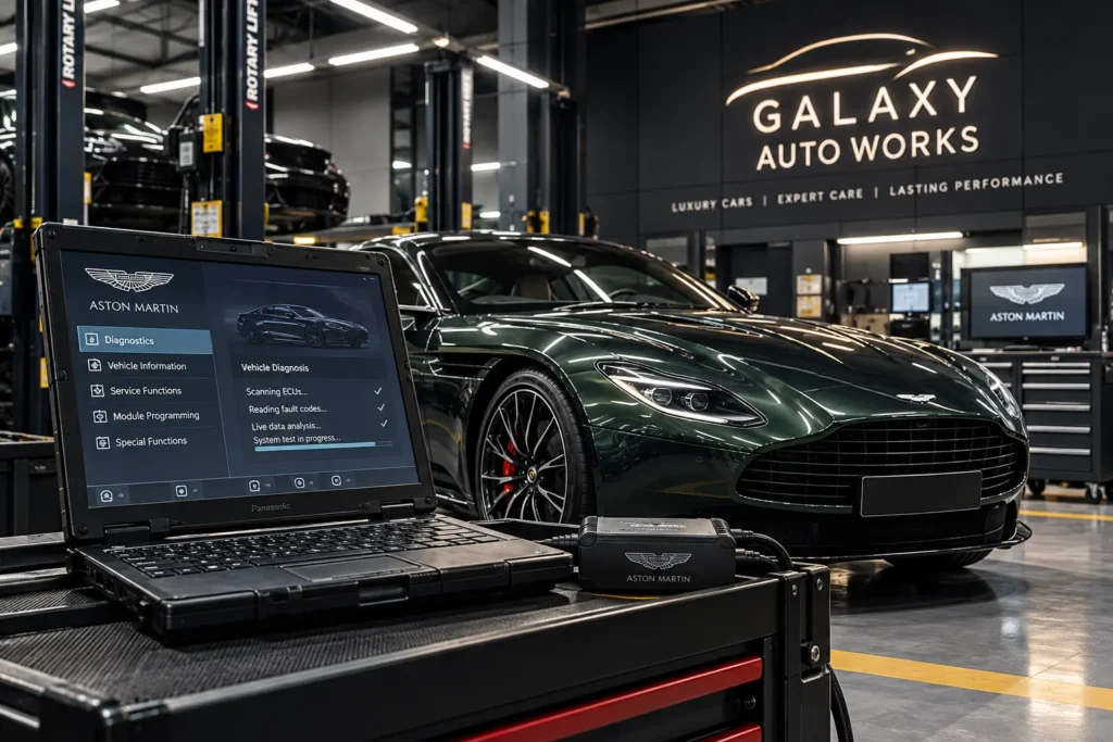 Aston Martin diagnostics at Galaxy Auto Works Mumbai
